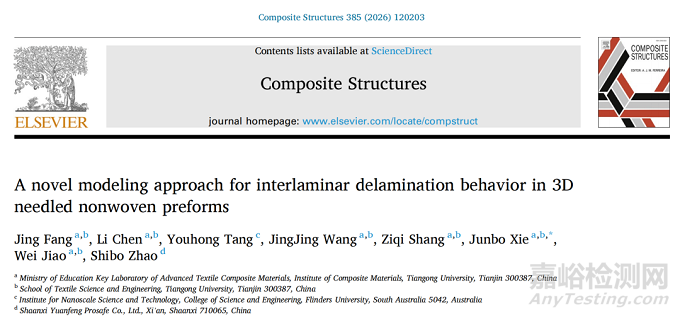 3D針刺預制體層間剝離行為的高效預測新方法